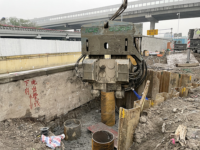50RF at Shanghai Longyang Road elevated highway flyover steel pile installation