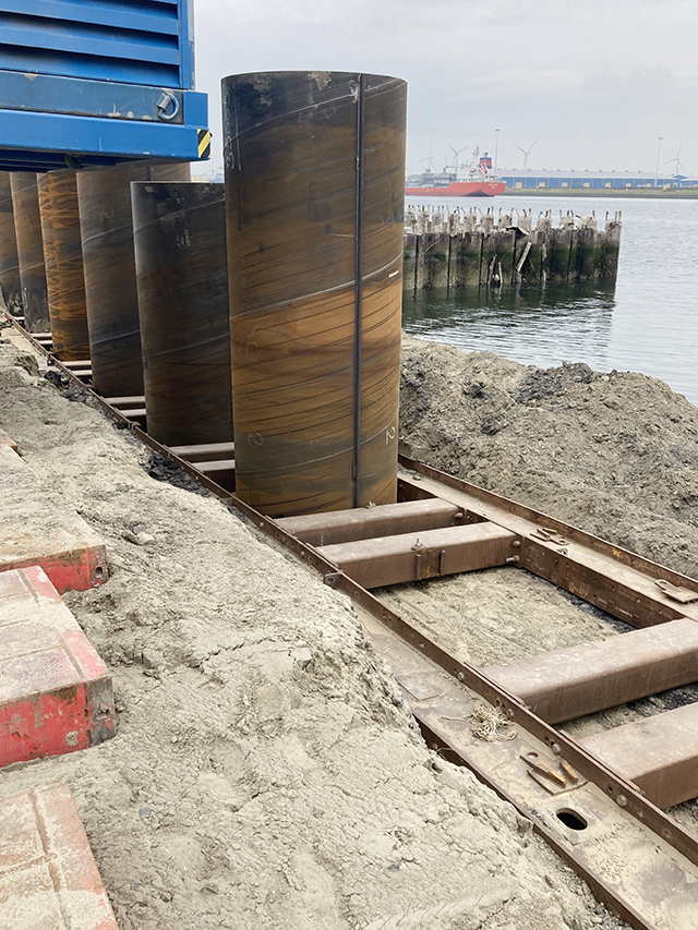 the tube piles were installed first with the help of a guide frame