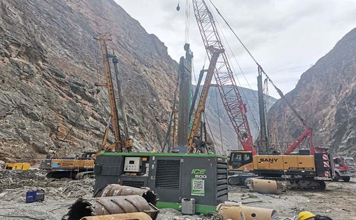   ICE55NF配合旋挖下护筒,助力四川甘孜州拉哇水电站修建