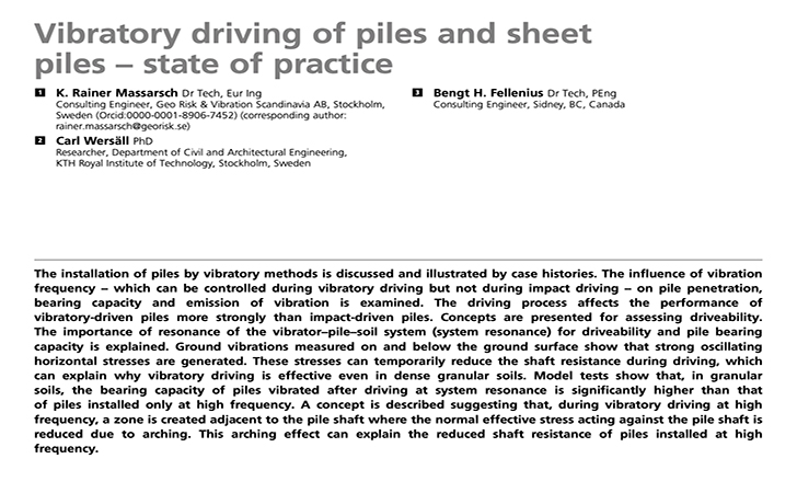 Further data published to increase pile bearing capacity by vibro driving